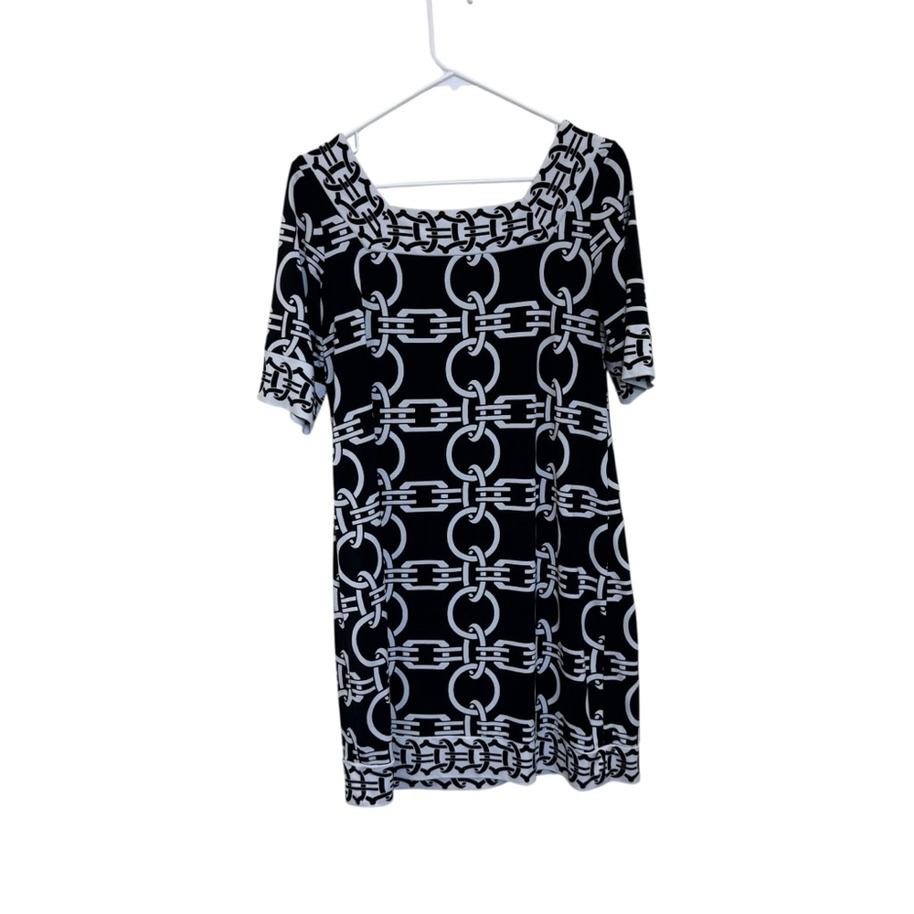 Women's Alfani Dress Size M Black White Chain Print
